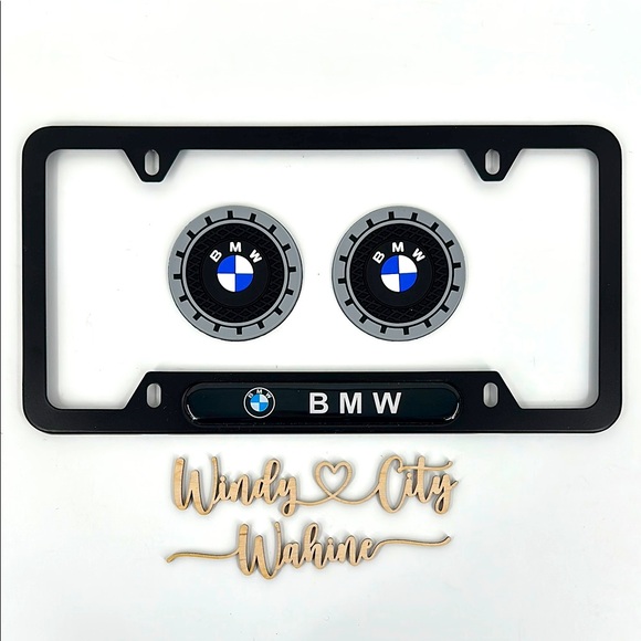NWT BMW  License Plate Frame & Coaster Bundle - Picture 1 of 5